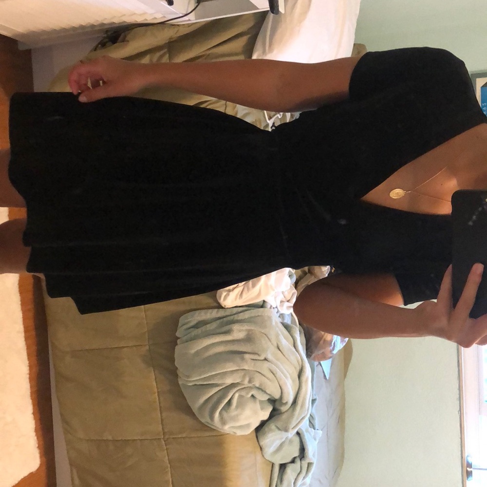 Velvet black wrap dress